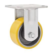 Rodízio roda fixo poliuretano ferro amarela 6" 152mm 300kg