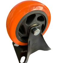 Rodízio Roda Fixo Pvc Laranja Reforçado Móveis 4 100mm