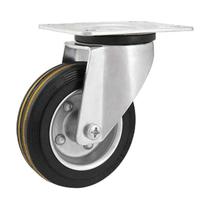 Rodízio roda giratório borracha maciça preta 8" 203mm 180kg