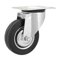 Rodízio roda giratório borracha preta 8" 203mm 150kg leve