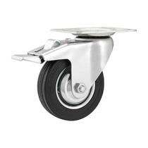 Rodízio roda giratório freio borracha preta 6 152mm130kg lev