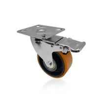 Rodízio Roda Giratório Laranja 312 Pu de 3" Pol Até 110 Kg Com Freio Ajax