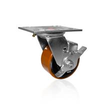 Rodízio Roda Giratório Laranja Gs 42 Pu de 100 Mm Até 400 Kg Com Freio Simples Ajax Rodízio Roda Giratório Laranja Gs 42 Pu de 100 Mm Até 400 Kg Com Freio Simples Ajax