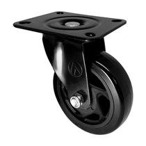 Rodízio roda giratório pvc preto reforçado móveis 4" 100mm