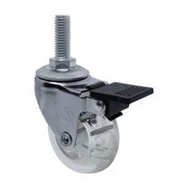 Rodízio roda giratório rosca freio gel silic 100mm 3pol 75mm