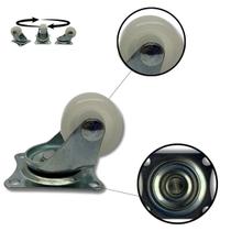Rodízio Rodinha Giratório Placa Base Aço Fixo Roda Nylon Diâmetro 50mm 2" Altura 55mm