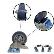 Rodízio Rodinha Giratório Placa Base Aço Roda PP Cinza Diâmetro 75mm 3" C/ Trava Freio Rodízio Rodinha Giratório Placa Base Aço Roda PP Cinza Diâmetro 75mm 3" C/ Trava Freio