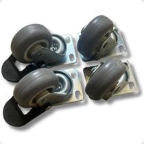 Rodizio Rodinhas 50mm Kit 2 C/ Trava 2 S/ Travas Reforçada