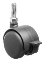 Rodizio Rosca 3/8'' C/ Freio Roda Dupla Nylon Preta 40kg