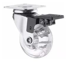 Rodizio Silicone (Gel) 35Mm Fix Chapa Plana 42 X 42 Com Freio (Kit Com 10 Unidades)