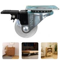 Rodizio Silicone Gel Transparente Pequeno Com Freio 35mm Silencioso Antirruído