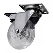 Rodizio Silicone Gold Base Giratoria Com Trava 75Mm