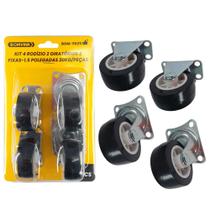Rodízios 1.5” Kit 4 Unidades, Giratórios e Fixos, Ideal para Ambientes Industriais BOM5525