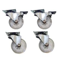 Rodízios 50mm Silicone Gel Antirisco 2 com Trava e 2 sem Trava Roda Transparente kit com 4 peças