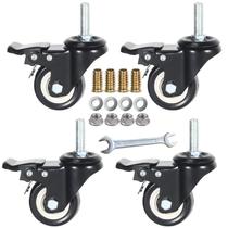 Rodízios de haste DICASAL de 5 cm com rodízio de travamento e aro giratório de PU de 360 Rodízios de haste DICASAL de 5 cm com rodízio de travamento e aro giratório de PU de 360