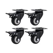 Rodízios Giratórios Pretos Reforçados Com Freio De Borracha 4 Peças 1.5-2 Polegadas Para Carrinhos E Rodízios Giratórios Pretos Reforçados Com Freio De Borracha 4 Peças 1.5-2 Polegadas Para Carrinhos E