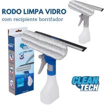 Rodo com Dispenser de Limpeza 250ml Borracha Flexível p/ Vidros, Espelhos e Superfícies