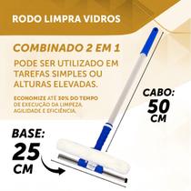 Rodo Combinado Limpa Vidro Bralimpia 25cm Com Cabo De 50cm