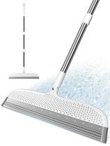 Rodo de chão e vassoura de silicone TidyTale, cabo longo, branco