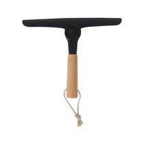 Rodo De Pia Dobrável Cabo Bambu Multiuso Preto Rodinho Oikos