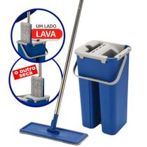 Rodo Esfregão Mop Flat 360º Giratório Clean Tech Balde 5L Lava e Seca Com Refil