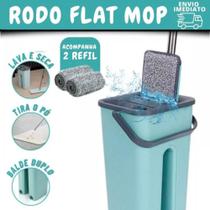 Rodo Flat Mop 2 Refis Esfregão Com Balde Rodo Mágico Lava Seca Tira Pó