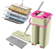 Rodo Flat Mop Balde Lava E Seca Com 2 Refis 6 Litros