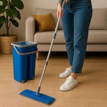 Rodo Flat Mop E Balde Lava E Seca Com 2 Refil Sortido