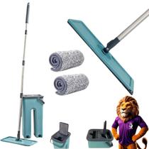 Rodo Flat Mop Profissional Ergonômico Balde Lava e Seca 2 Refil microfibra Piso Porcelanato Mármore