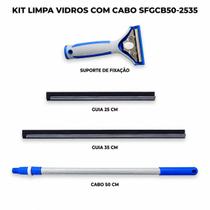 Rodo Limpa Vidros Bralimpia laminas de 25 e 35cm cabo 50 cm