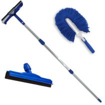 Rodo Limpa Vidros Cabo Extensor 9 Mts, Rodinho De Borracha 45 Cm e Espanador Angular Bralimpia