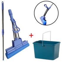 Rodo Mágico Cabo Retrátil Com Refil Espuma Pva e Balde Retangular Rodo Mágico Cabo Retrátil Com Refil Espuma Pva e Balde Retangular