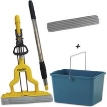 Rodo Mágico Dobrável Mop Limpador Vonder Com Balde E 1 Refil
