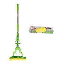 Rodo Mágico Dobrável Mop Limpeza Absorção Esfregão + 1 Refil