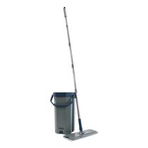 Rodo Mop Flat com Balde Nobre Rodo em Aço Inoxidável Microfibra Cabeça Giratória 360 Cinza