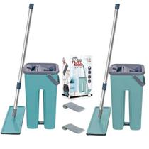 Rodo Mop Flat E Balde 5L p/ Limpeza 4 Refis - Kit 2 Mops