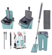 Rodo Mop Flat E Balde Para Limpeza De Piso