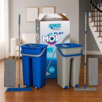 Rodo Mop Lava e Seca com Balde de 5 litros com Cabeça Giratória 360 graus com 2 Refil Sortido Ideal para pisos frios, sintéticos ou de madeira