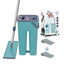 Rodo Vassoura Flat Mop 123 Clean 360 com Balde+ Refil Duplo