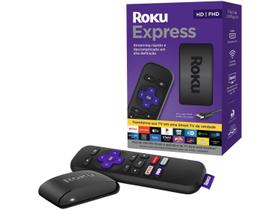 Roku Express Streaming Player Full HD - com Controle Remoto e Cabo HDMI