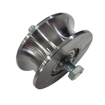Roldana aco 70mm x 28mm u tubo 1/2" rol duplo c/ parafuso 3/8 (polida)