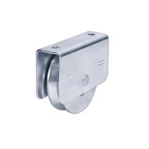 Roldana em aço 4" canal (v) com suporte e rolamento porta portao ferro jocec 014006