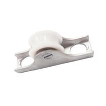 Roldana Nylon Branca Maciça 50mm (2") para Cano 1/2" - Suporte Alumínio Furado