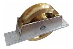 Roldana Rodinha De Latão Meia Cana Portão De Alumínio 2 Und