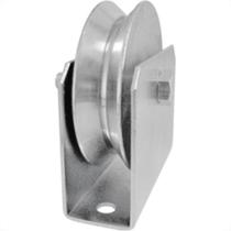 Roldana Zincada ''V'' Detoni Eixo Furado 2.1/2'' Com Suporte - Kit C/2