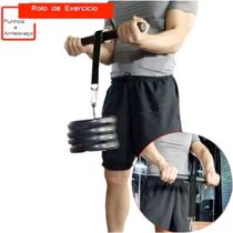 Rolete Barra Musculação Bíceps Tríceps e Punho C/ Anilha - XTX