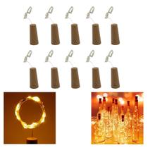 Rolha De Led Fio 1m Fada Garrafa 10 leds Branco Quente Amarelo