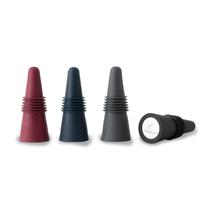 Rolhas para vinho e bebida em silicone com top aderente (conjunto de 4, cores variadas)