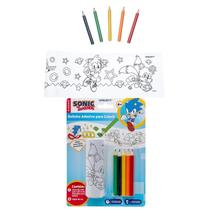 Rolinho Adesivo para Colorir Sonic + 5 Lápis de Cor Leo&Leo