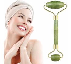 Rolinho Massageador Pedra Jade Verde Facial Alivia Tensão